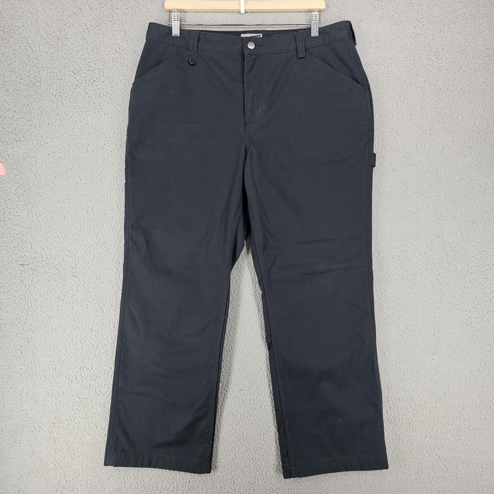 Duluth 40 Grit Pants Womens 16 Short Black Flex Twill Lined Relaxed Leg Workwear